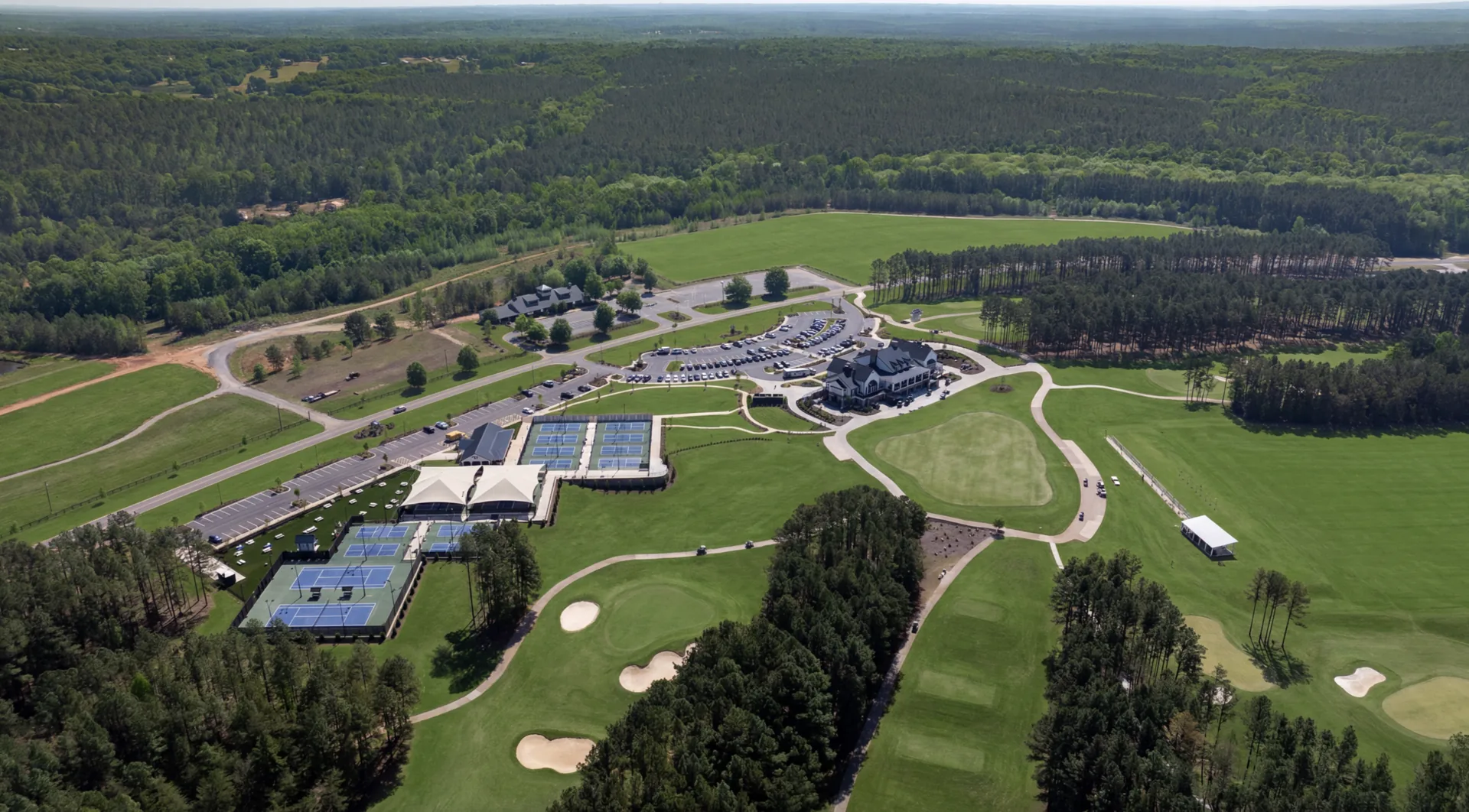 Aerial view of Village Center West at Edgewater