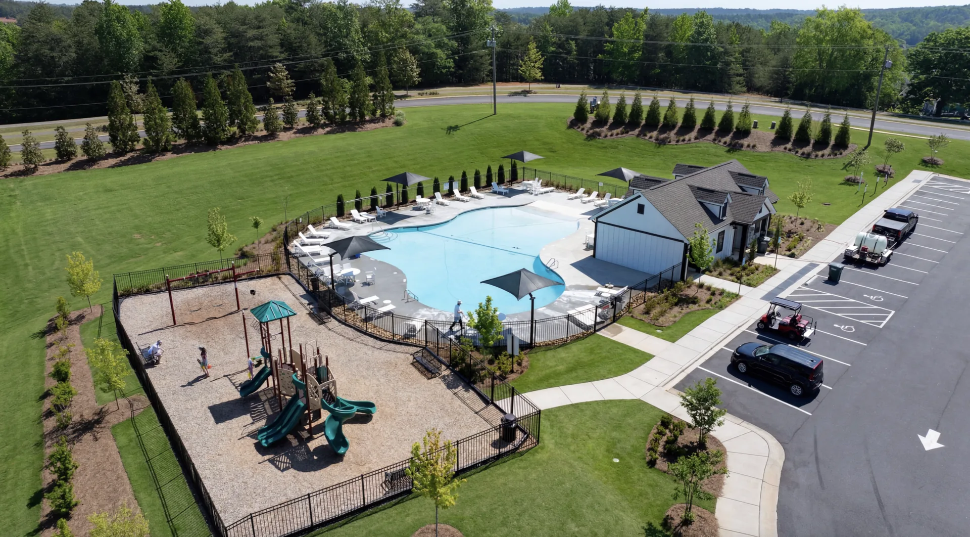 Pool and playground at The Groves
