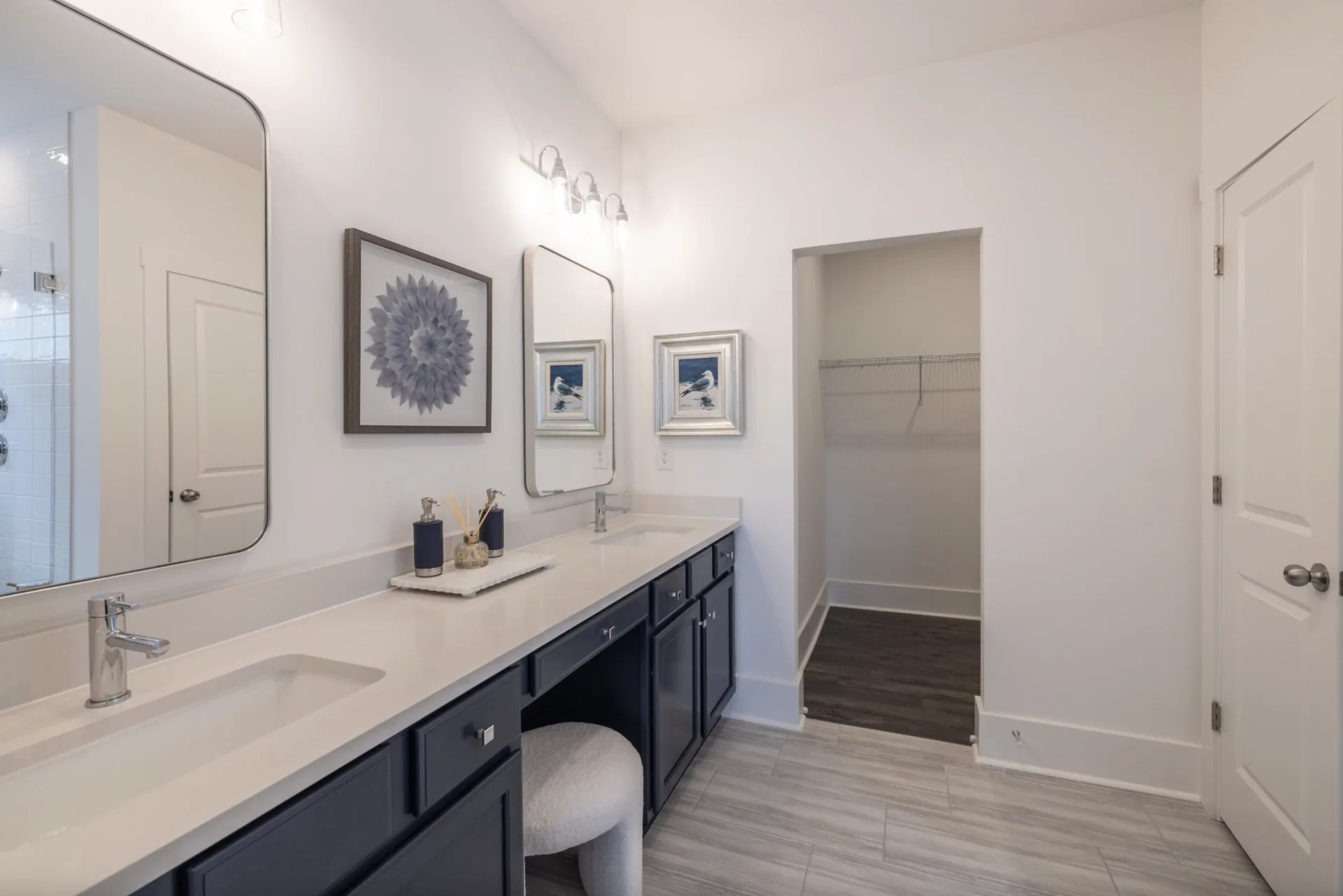 Primary bathroom walk-in closet in the Montcrest 1755