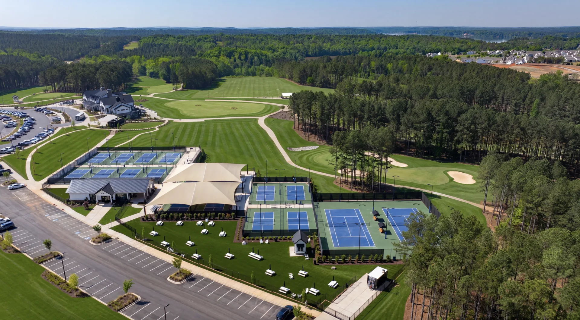 Tournament-ready pickleball courts at Edgewater