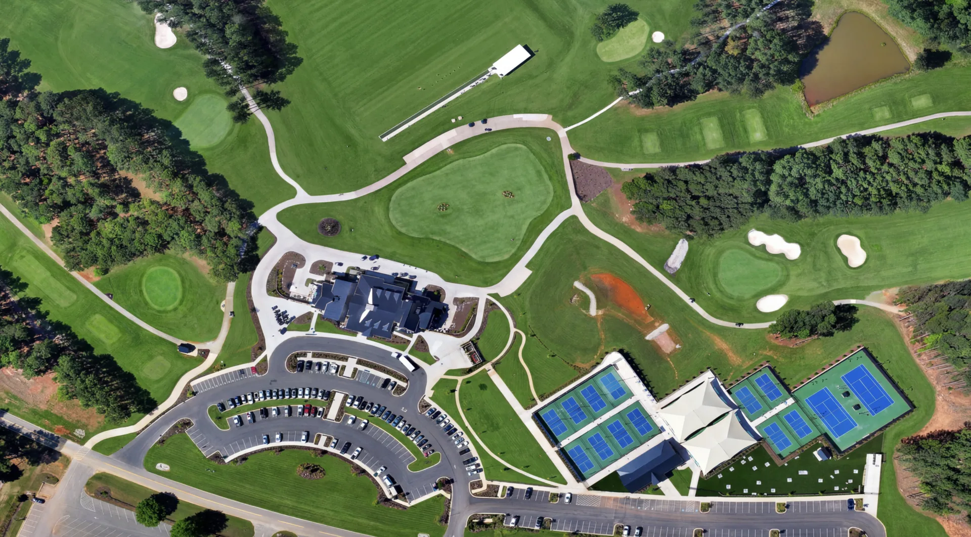 Toptracer driving range and one-acre putting green at Edgewater Golf Club