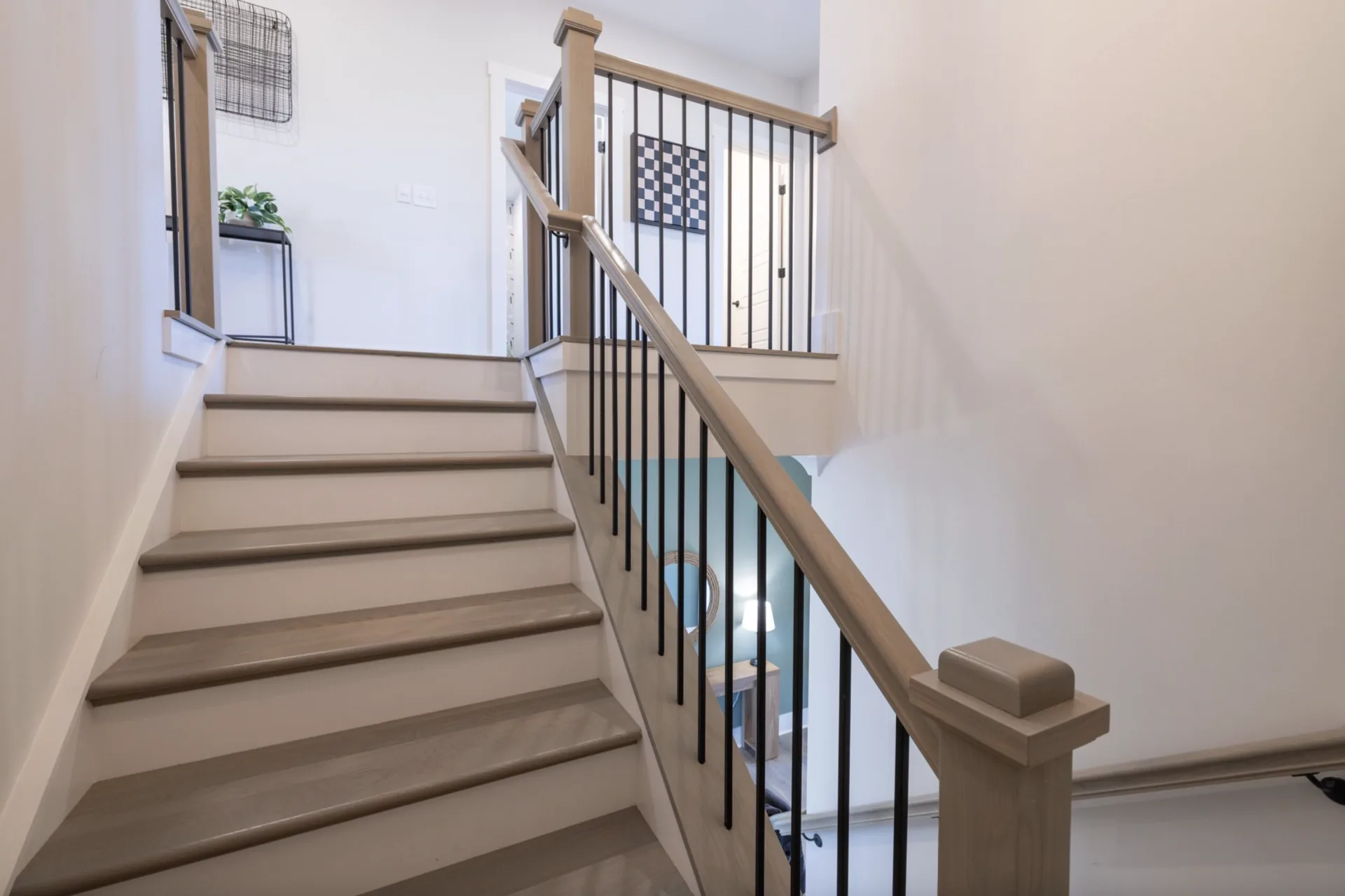 Upper hardwood staircase in the Winslow
