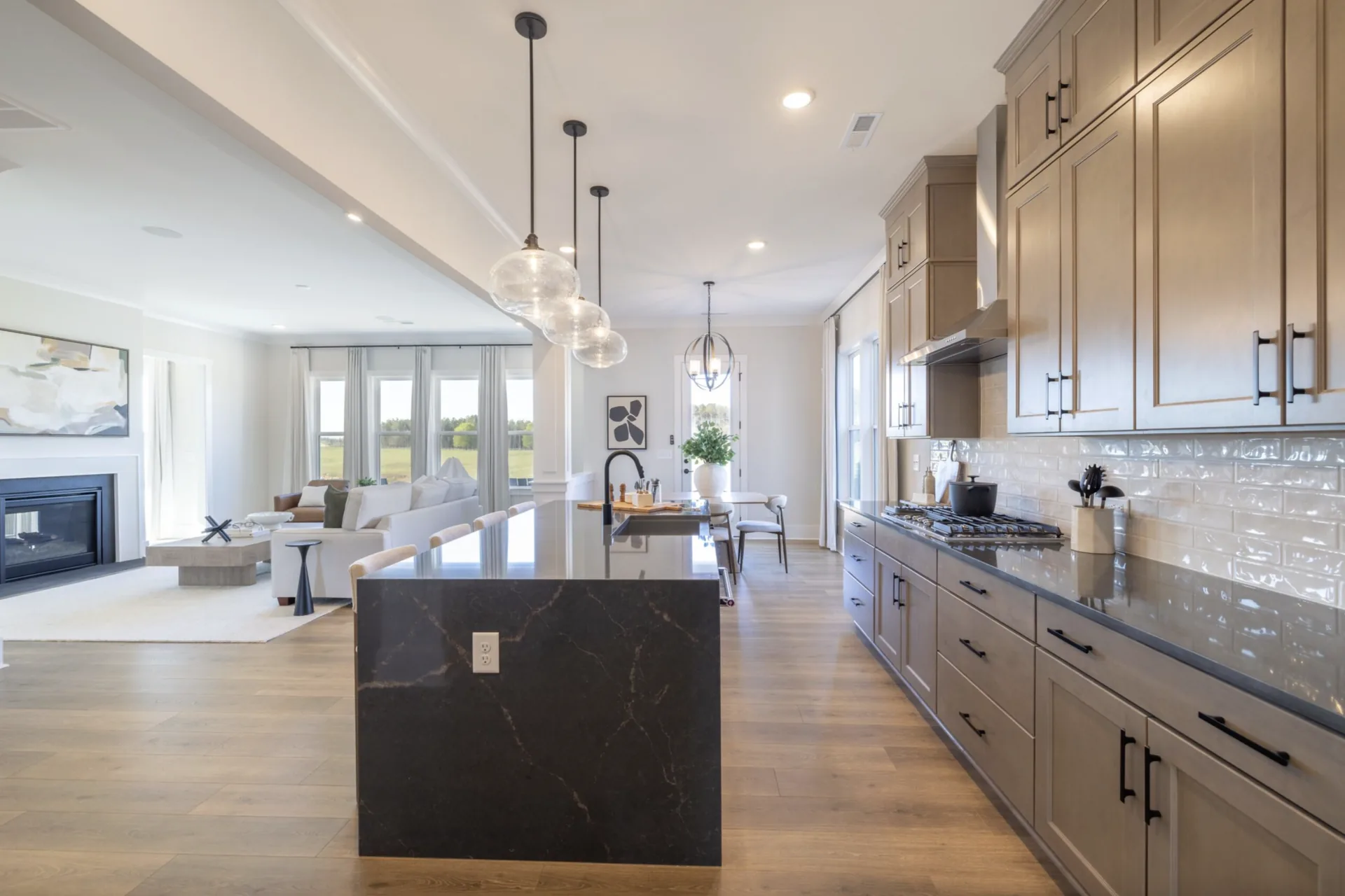 Waterfall kitchen island in the Winslow